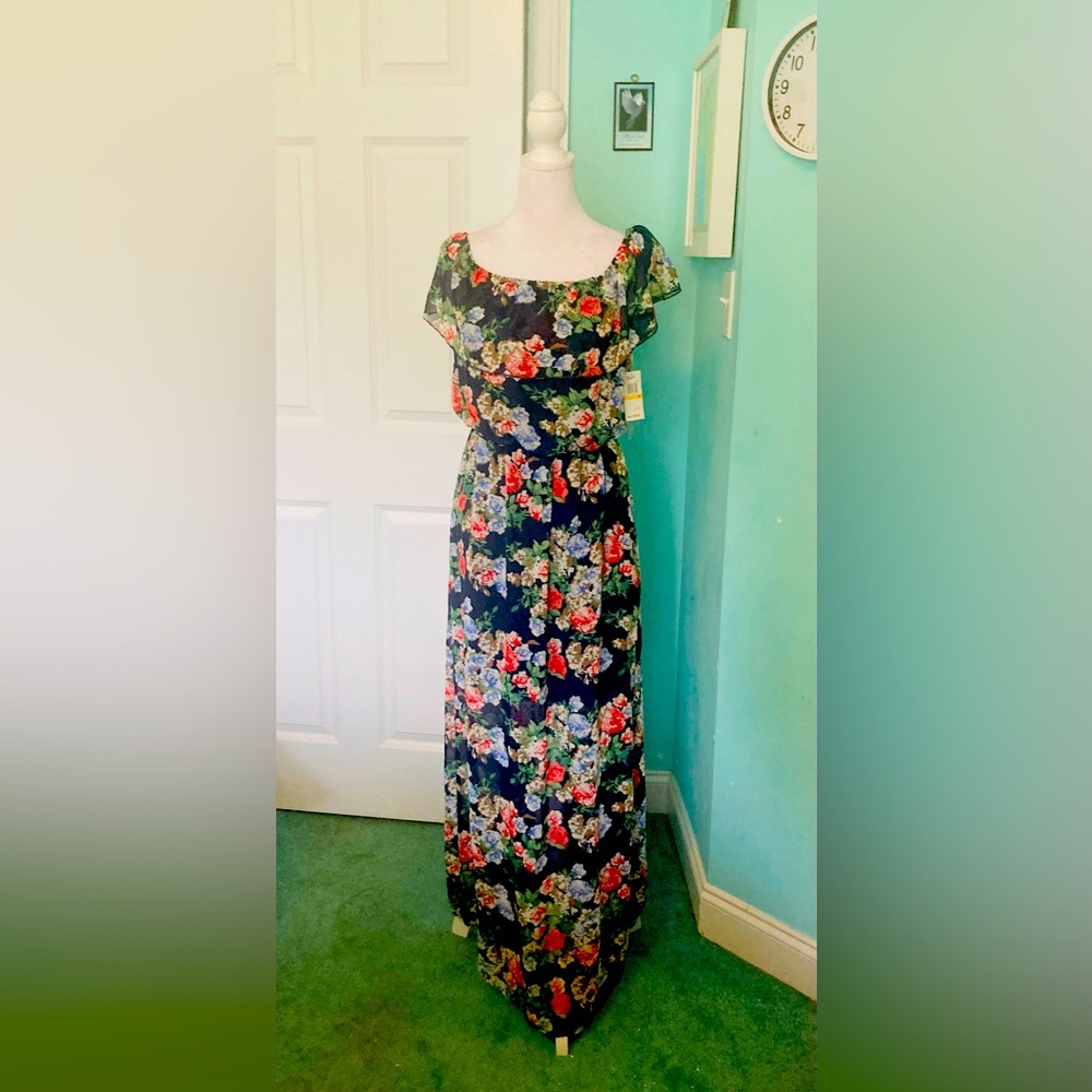 Bailey Blue Floral Maxi Dress - Navy and Multicolor